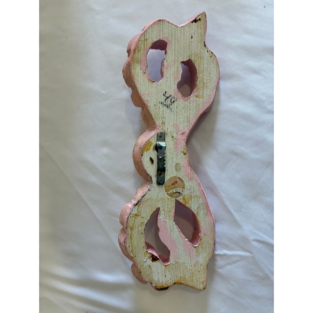 Vintage Pink Carved Wooden Bow Wall Hanging For Sale - Image 9 of 10