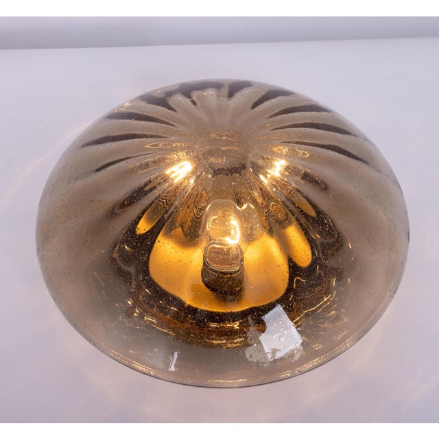 Round Smoked Glass Flush Mount from Hillebrand, Germany, 1970 For Sale - Image 14 of 15