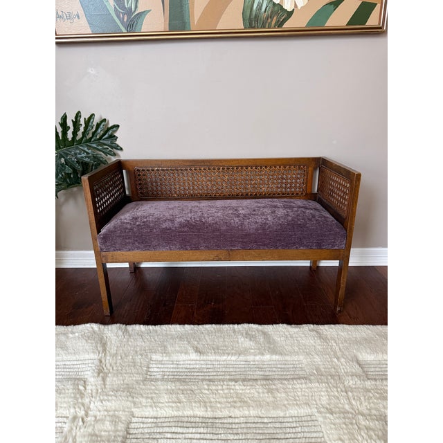 1950s Vintage Mid-Century Modern Cane Back Bench For Sale In Houston - Image 6 of 12
