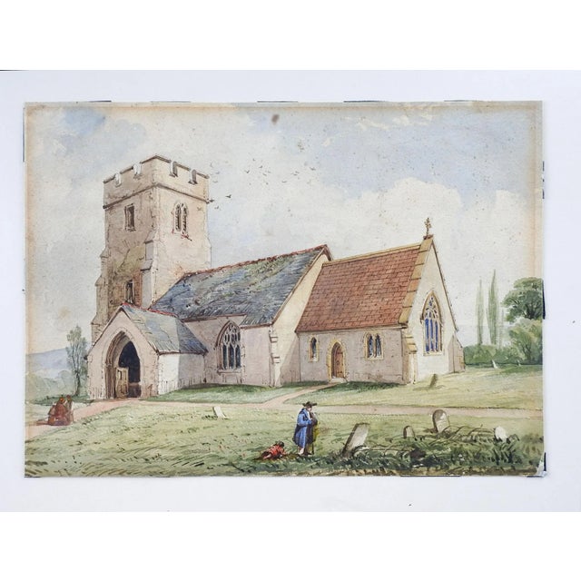 19th Century Clatworthy Church Watercolor Painting For Sale - Image 4 of 6
