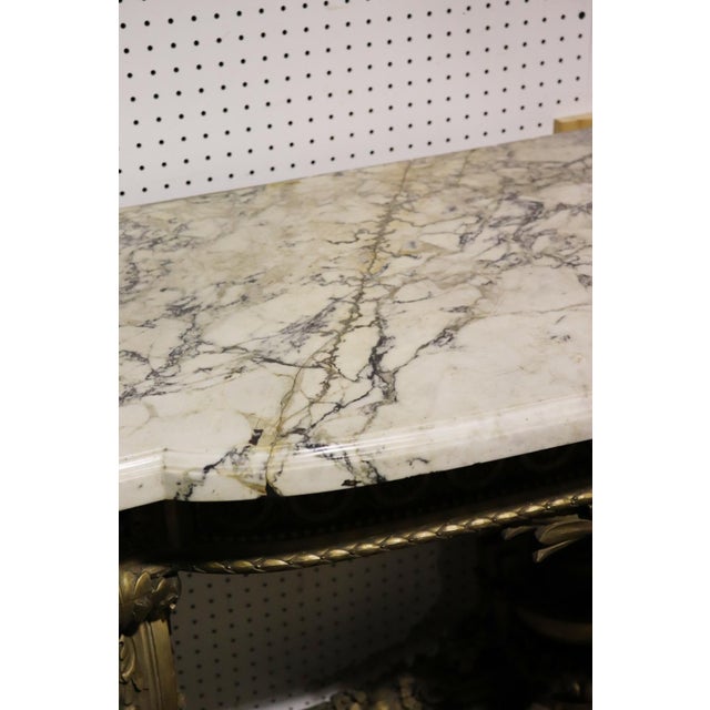 Wood Early 20th Century Figural Giltwood and Walnut French Belle Epoque Console Table Buffet Marble Top For Sale - Image 7 of 12