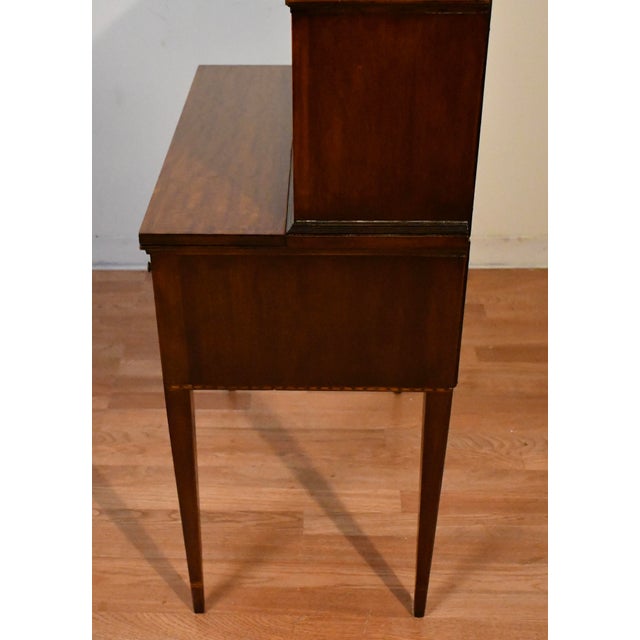 1900s English Hepplewhite Mahogany Inlaid Secretary / Tambour Writing Desk For Sale - Image 18 of 18