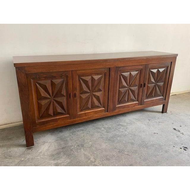 Wood French Walnut Brutalist Sideboard, 1970s For Sale - Image 7 of 10
