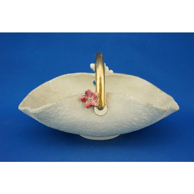 1920s Art Deco Basket Vase in Majolicated Ceramic by Dante Baldelli, 1920s For Sale - Image 5 of 18