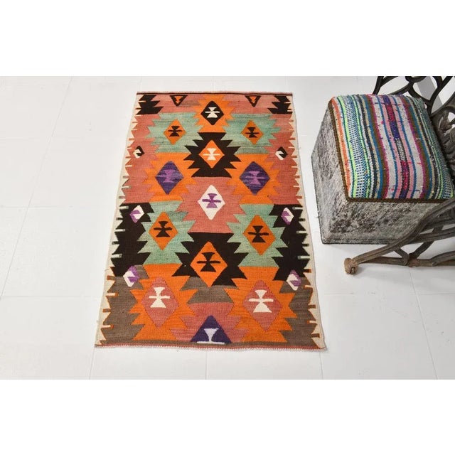 Handmade Kilim in Wool, in Flawless conditions. Designed 1970 to 1979