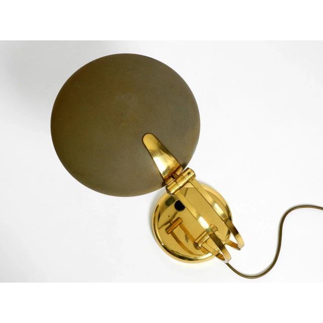Metal Large Brass Table Lamp with Adjustable Neck & Lampshade from Hillebrand, 1970s For Sale - Image 7 of 18