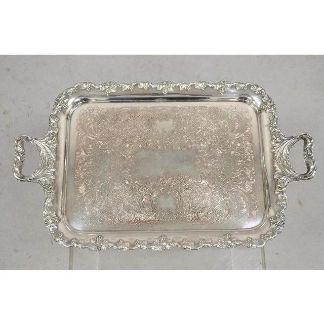Antique English Victorian Grapevine & Cluster Twin Handle Serving Platter Tray For Sale - Image 11 of 11