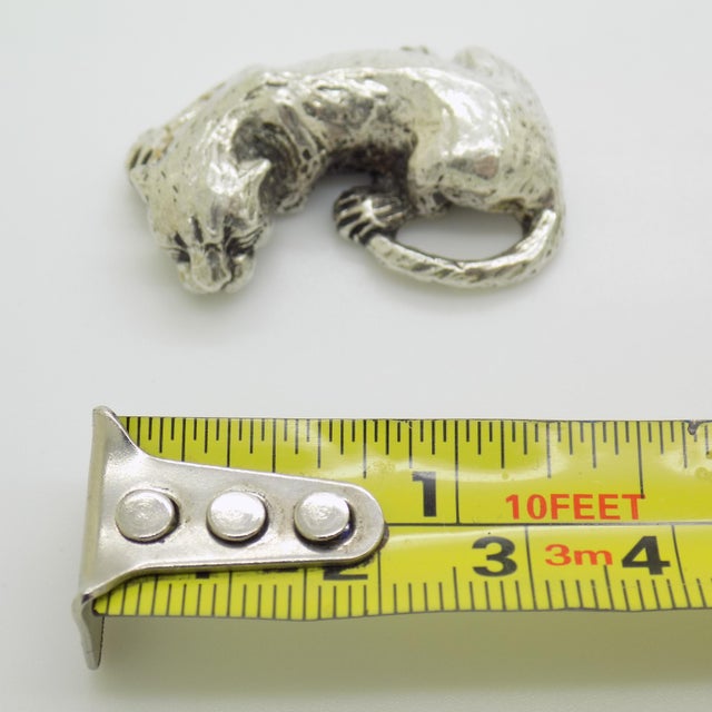 Vintage Italian Handmade Genuine Silver Panther Figurine Animal Rare Miniature For Sale - Image 10 of 10