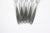Set of 5 Line pattern by Noritake stainless steel pastry or cake forks. Classic simple linear patterned handles. In...
