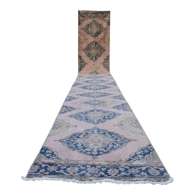 Vintage Turkish Oushak Extra Long Runner With Modern Style 2'10"×23'5" For Sale