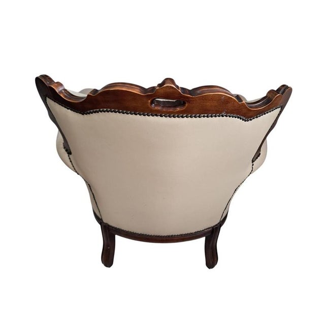 Vintage Baroque Louis XV Buttoned Leather Chesterfield Armchair, 1980s For Sale - Image 13 of 18