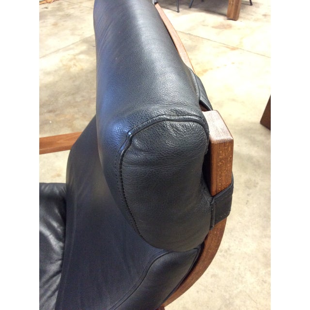 Mid Century Modern Style Bentwood Lounge Chair With Leather Seat and Cantilever Base For Sale - Image 15 of 18