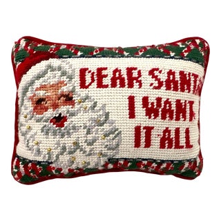 Needlepoint Holiday Decorative Pillow For Sale