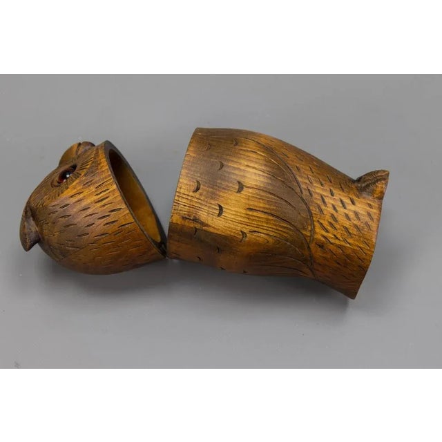 Mid-Century Black Forest Style Carved Linden Wood Owl Box, Germany, 1950s For Sale - Image 14 of 18