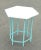 Mid Century Modern Teal Painted Base Hexagon Top Patio Side Table For Sale - Image 11 of 11