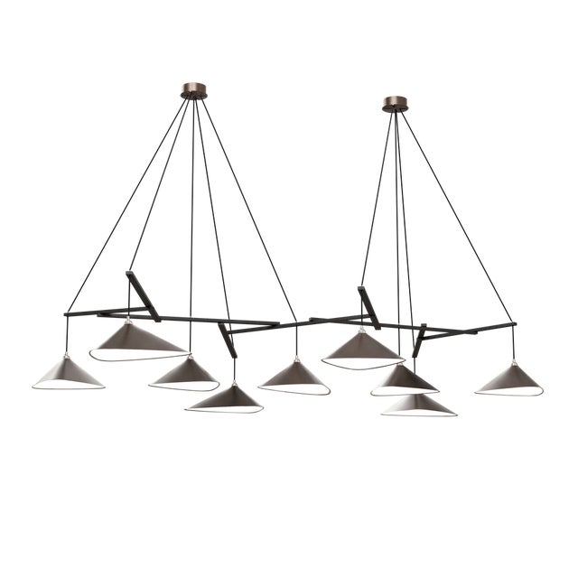 Emily Group of Nine Pendant Light in Dark Bronze Semi-Matte by Daniel Becker for Moss Objects For Sale - Image 4 of 4