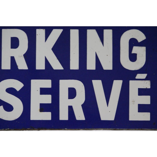 Blue Blue and White Enamel Metal Traffic Sign, 1950s For Sale - Image 8 of 17
