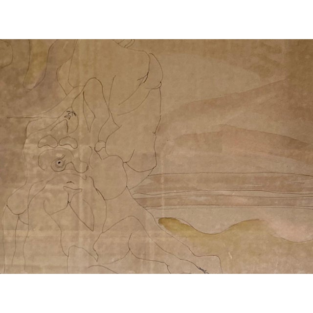 Framed Abstract Figurative Line Drawing For Sale - Image 12 of 16