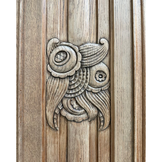 Art Deco Three-Door Oak Wardrobe, 1930s For Sale - Image 10 of 12