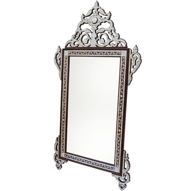 Vintage ArabesquePatterned MotherOfPearl Console Table & Mirror Set