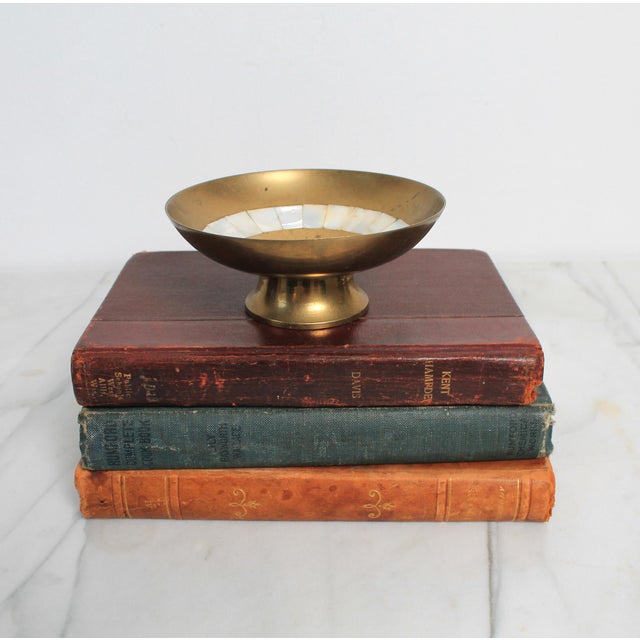 Mid-Century Modern Vintage Brass and Mother-of-Pearl Trinket Dish For Sale - Image 3 of 6