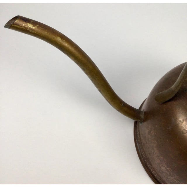 Rustic Antique Brass Copper Spout Water Can For Sale - Image 3 of 13
