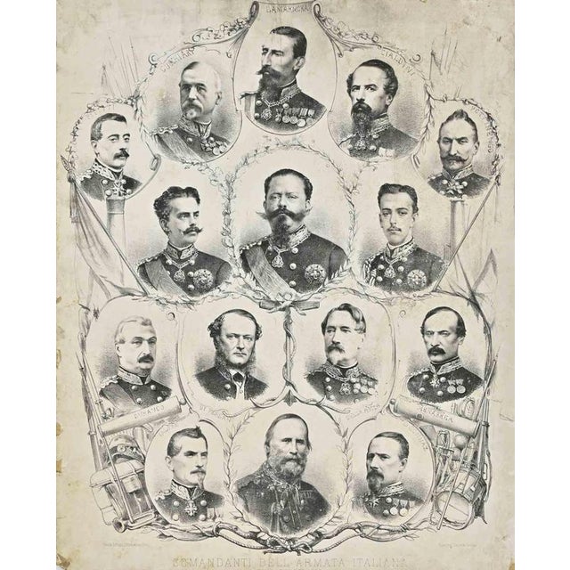 Portrait of Vittorio Emanuele II and his Generals is an artwork realized in 1880 c. Lithograph on paper. Printed by...