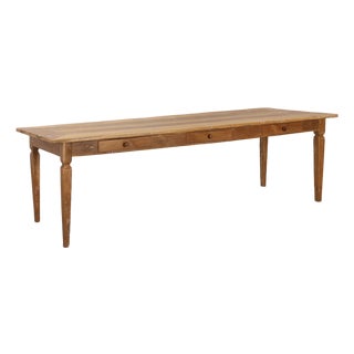 Large French Provincial Farm Table in Elm Wood, France, 1850 For Sale