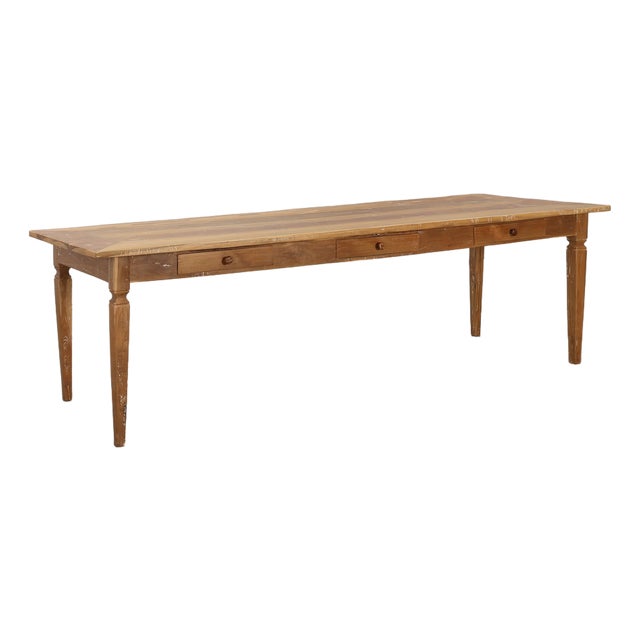 Large French Provincial Farm Table in Elm Wood, France, 1850 For Sale