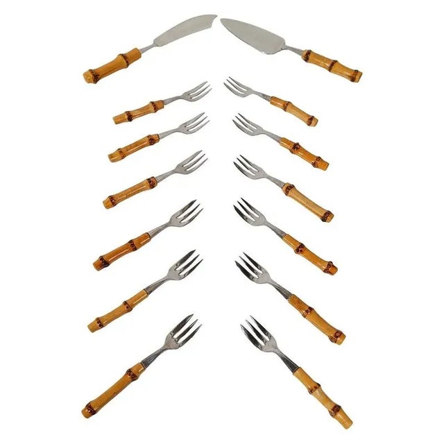 Vintage Dessert Set Flatware with Cake Servers in Stainless Steel, 1970s, Set of 14 For Sale - Image 17 of 17