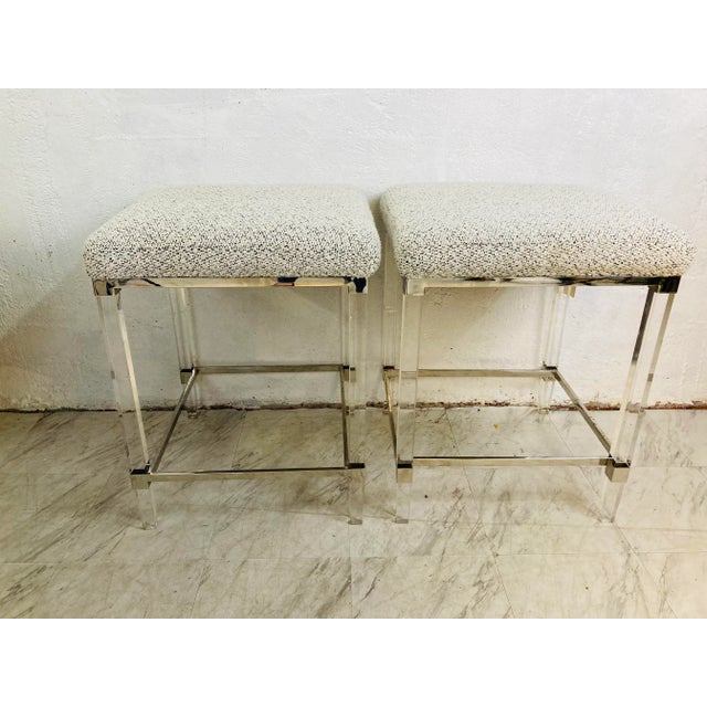 Vintage Lucite Stools With New Removable Cushions For Sale - Image 4 of 5