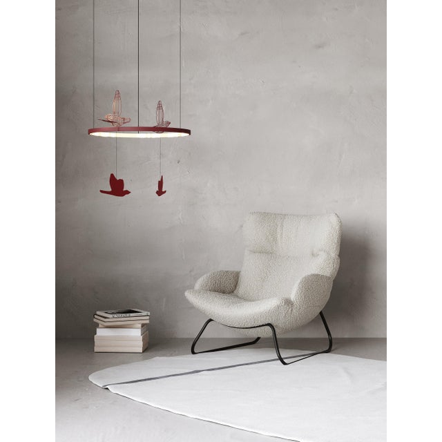 Minimalist Led Pendant Light Sculptural Geometric Art Object Steel and Textile For Sale - Image 10 of 12