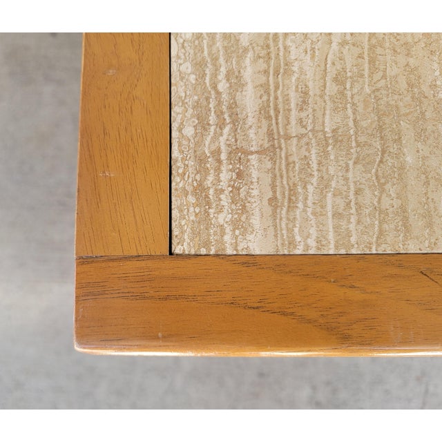 Drexel End Tables With Travertine / Marble Top a Pair For Sale - Image 11 of 14