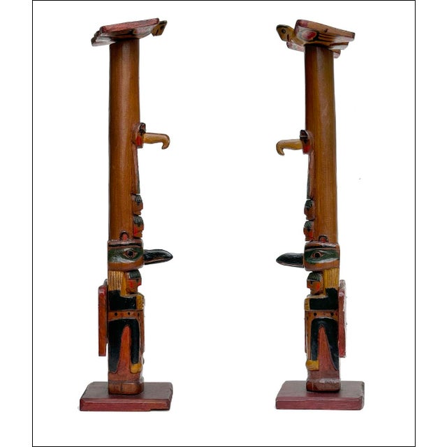 Native American Rare Chief Johnson Ketchikan Alaska Carved & Signed Model Totem Pole-1931 For Sale - Image 3 of 8