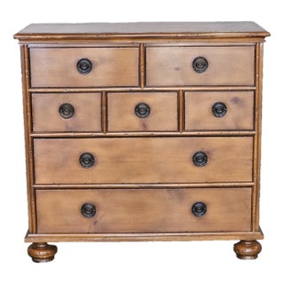 Late 20th Century Baker Furniture Milling Roads Knotty Pine Chest of Drawers Ebonized Highlights For Sale