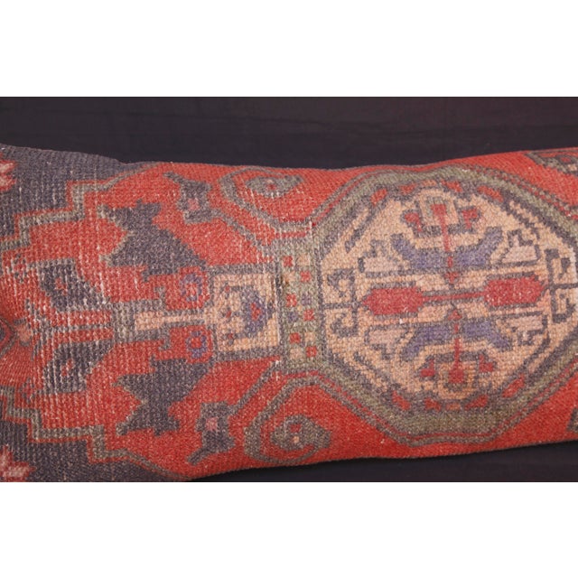 Antique-Style Turkish Oushak Rug Pillow – Handwoven Tribal Lumbar Cushion -15'' X 17'' For Sale - Image 12 of 12