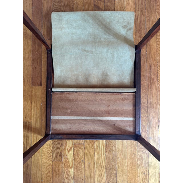 Brown 1960s Brazilian Rosewood and Suede Magazine Rack Attributed to Kai Kristiansen For Sale - Image 8 of 12
