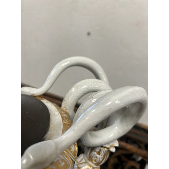 19th Century, Meissen Neoclassical Cobalt Blue & Gold Snake Handle Urn Lamp For Sale - Image 9 of 10