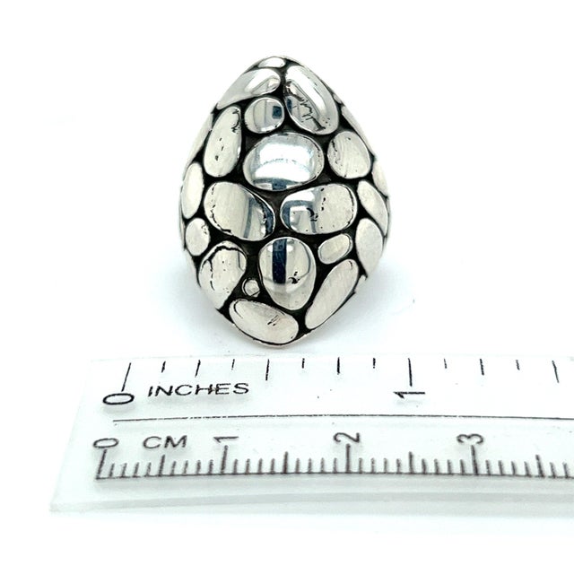 Late 20th Century John Hardy Estate Ladies Kali Pebble Marquise Dome Ring Size 6 Sterling Silver For Sale - Image 4 of 12
