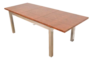Leon Rosen for Pace Collection Mid-Century Modern Burl Wood and Chrome Extension Dining Table, Newly Refinished