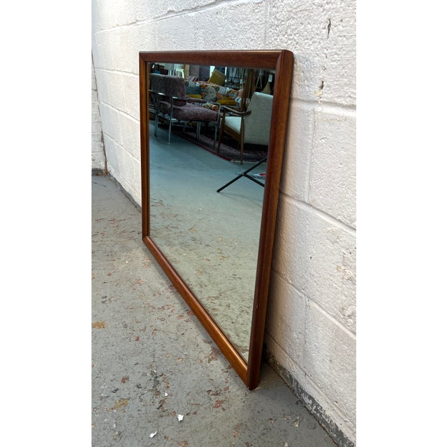 Mid-Century Walnut Bedroom Wall Mirror For Sale - Image 4 of 7