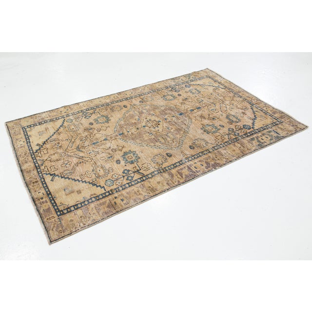 Persian Designed Vintage Distressed Persian Wool Rug in Brown For Sale - Image 3 of 8