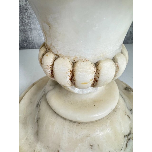 1980s Rustic Carved Alabaster Gueridon Small Occasional Table Stand For Sale - Image 10 of 15