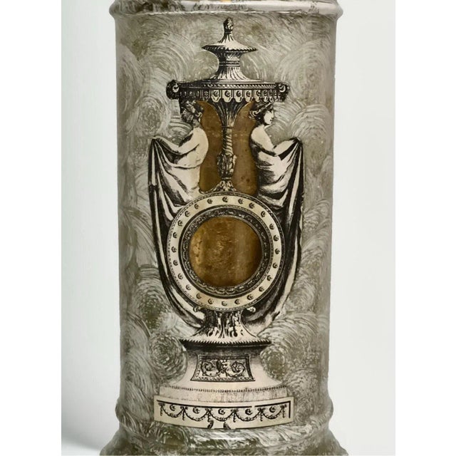 Gray Early 1900s French Neoclassical Reverse Painted Églomisé Lamps, Pair For Sale - Image 8 of 12
