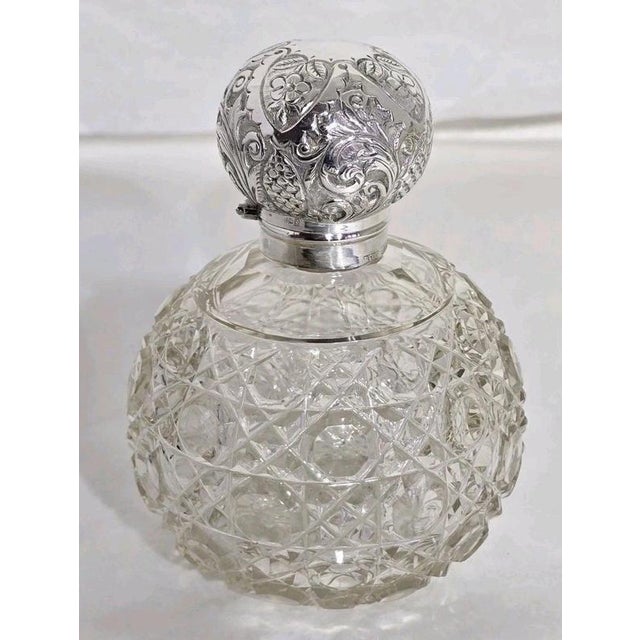 Antique Art Nouveau Cut Glass Scent Bottle from Henry Bushell & Co, Birmingham, 1902 For Sale - Image 10 of 18