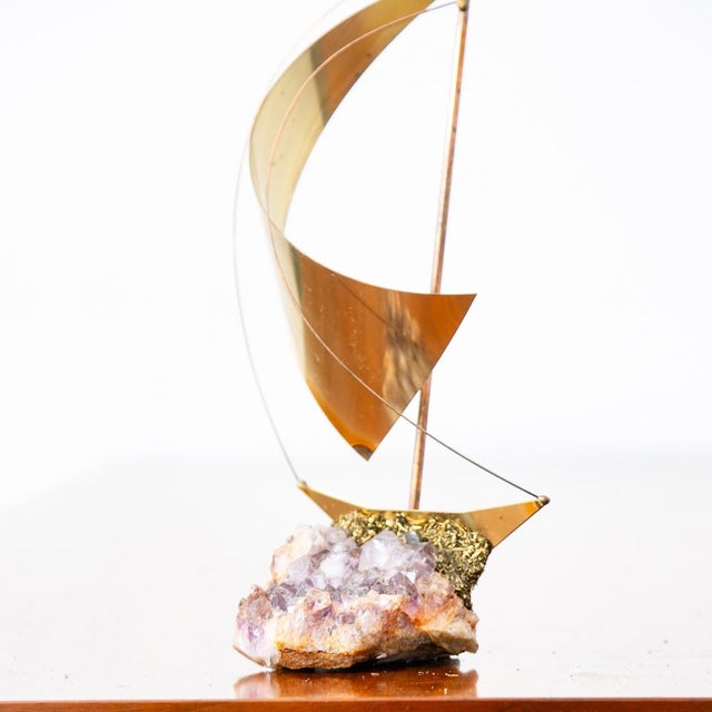 Unique Geode Sailboat sculpture by unknown artist. This piece is constructed in a better quality than we've seen on any...