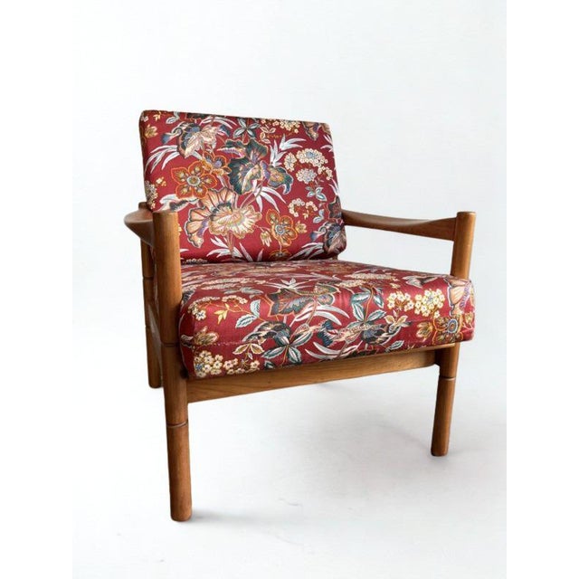 Scandinavian Armchair with Botanical Print, 1960s For Sale - Image 11 of 11
