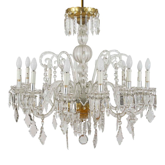 Antique Bohemian Crystal Chandelier, 1950s For Sale