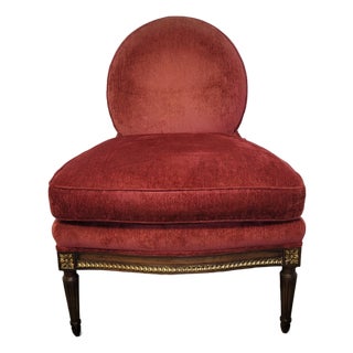 Mid 20th C Baker Furniture Louis XVI Style Round-Back Slipper Chair For Sale