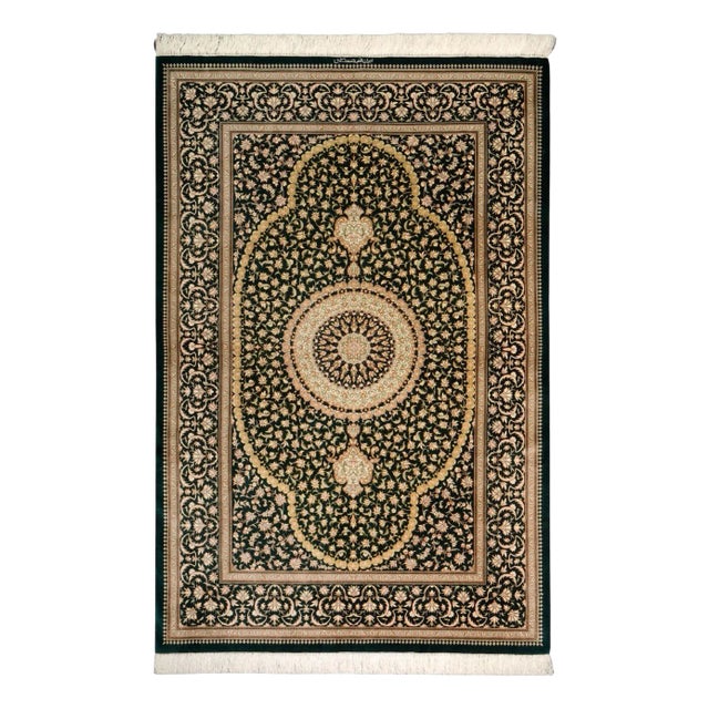 Middle Eastern Ghom Rug in Silk For Sale